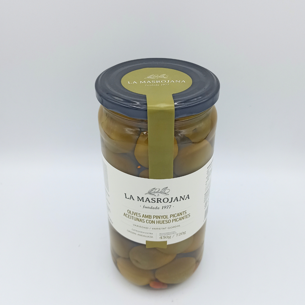 Olives amb Pinyol Picants La Masrojana 430 G.