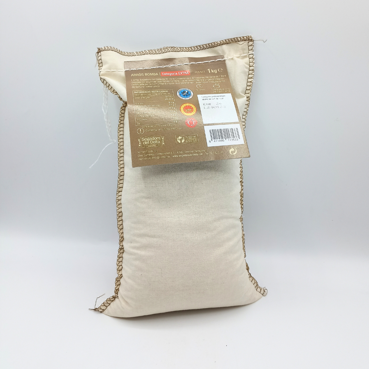 Arroz Bomba Saco de Tela 1 kg Segadors Del Delta