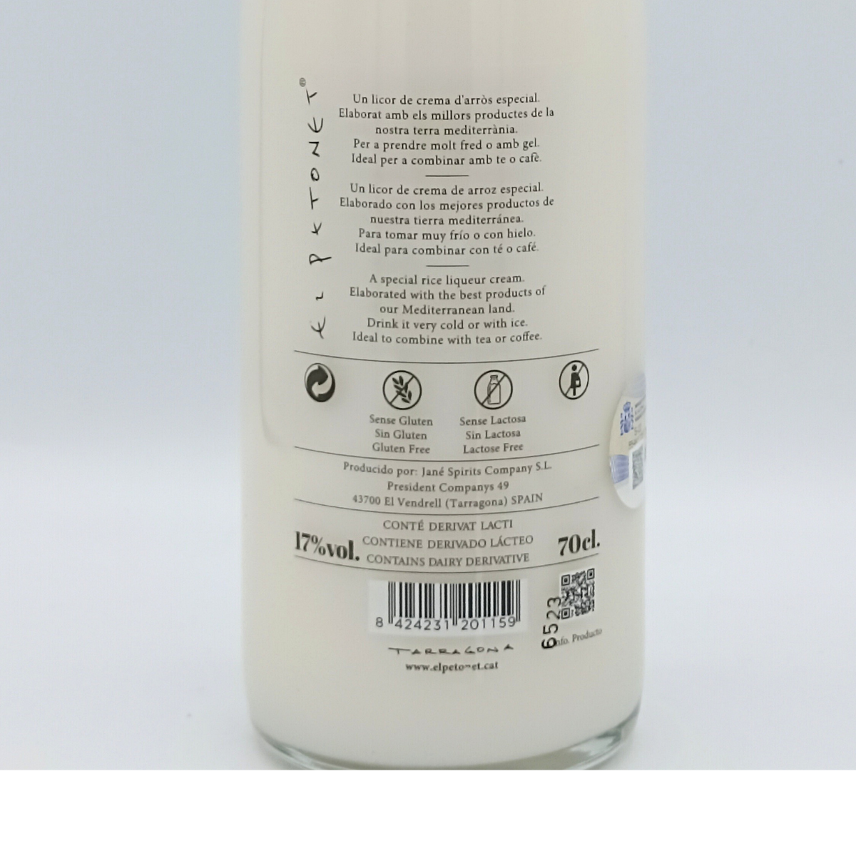 Licor crema d'arròs Petonet 0.70 L.