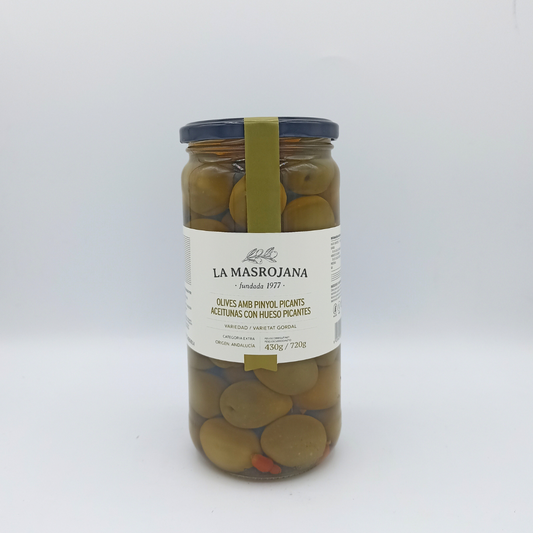 Olives amb Pinyol Picants La Masrojana 430 G.