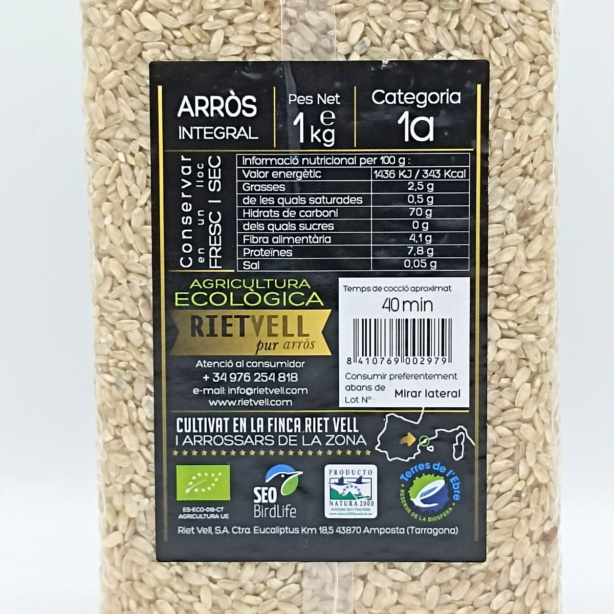 Arròs Riet Vell Integral Ecològic 1 Kg.