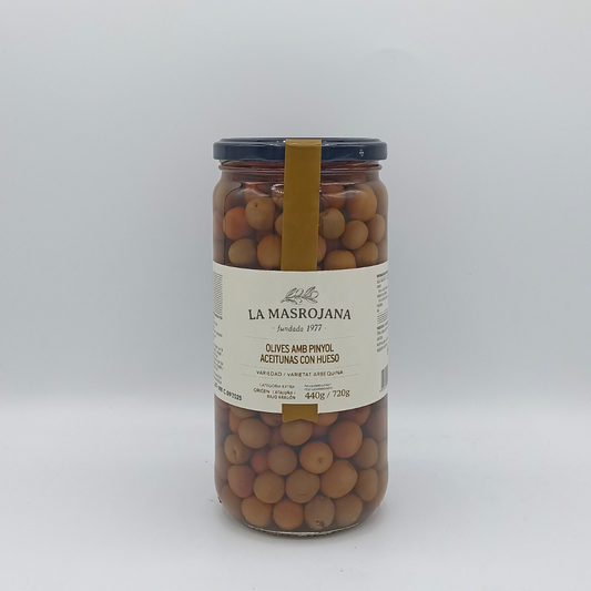 Olives amb Pinyol Arbequines La Masrojana 440 G.