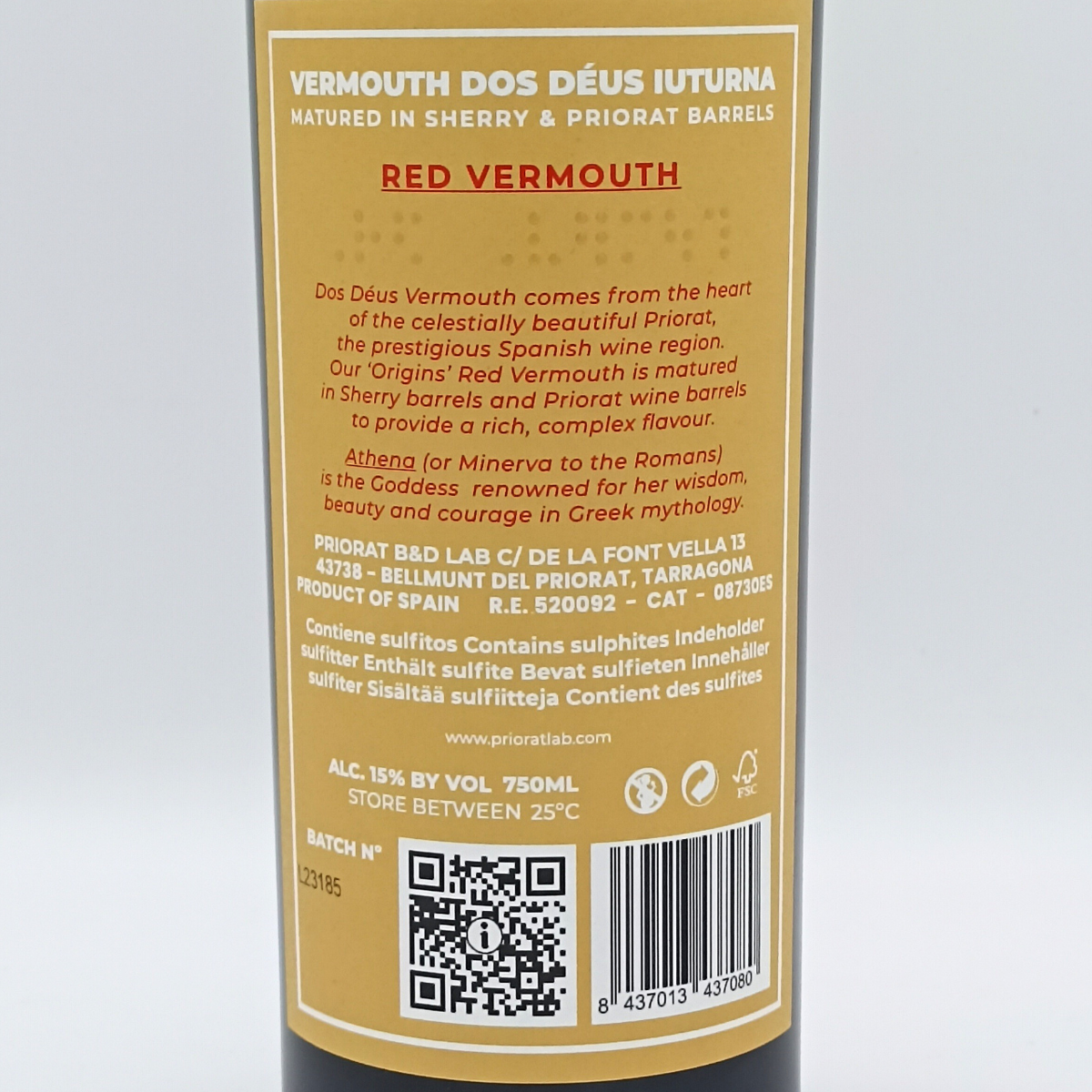 Vermut Rojo Dos Déus Origins 0,75 L.